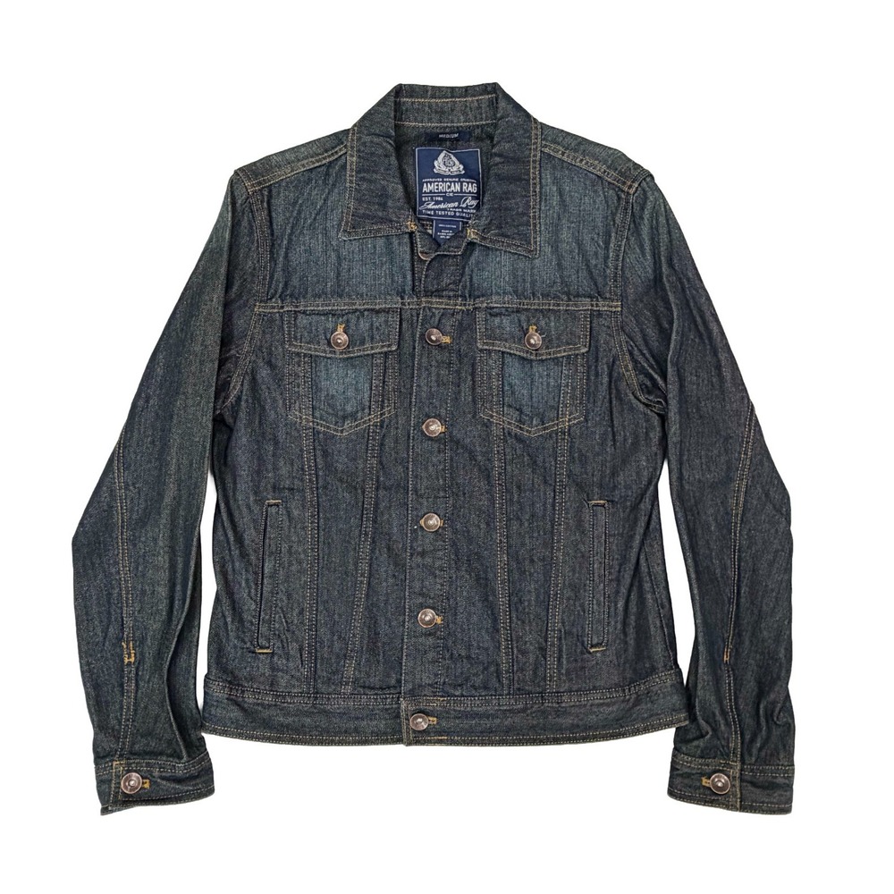 American Rag Cie Dark Denim Jean Jacket Men's Medium Trucker Barn Work Wear